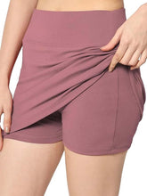 Skirt with Shorts for Women's & Girl's Solid High Waist Flared Skater Short Mini Skirt